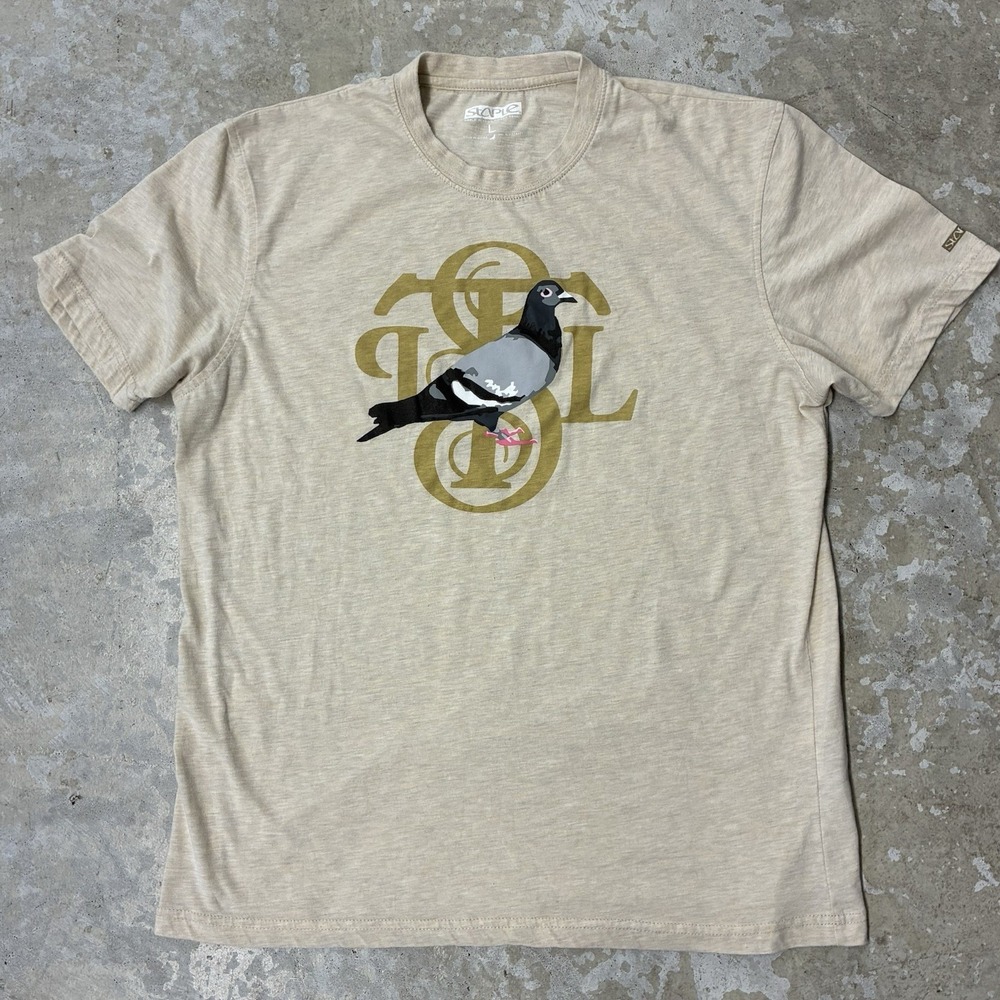 Staple Pigeon Graphic T Shirt Mens Large Beige Skater Streetwear Skatewear Y2K